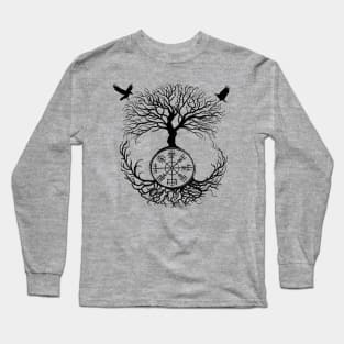 Sacred Yggdrasil Tree and Ravens of Odin Viking Rune Long Sleeve T-Shirt